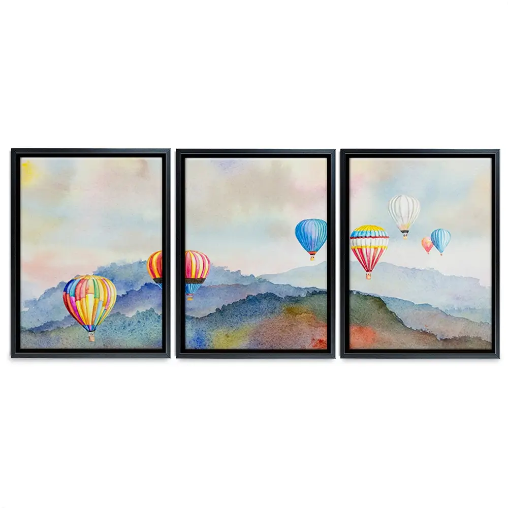 Watercolour Hot Air Balloons Trio Canvas Print Watercolour Hot Air Balloons Trio Canvas Print wall art product Painterstock / Shutterstock