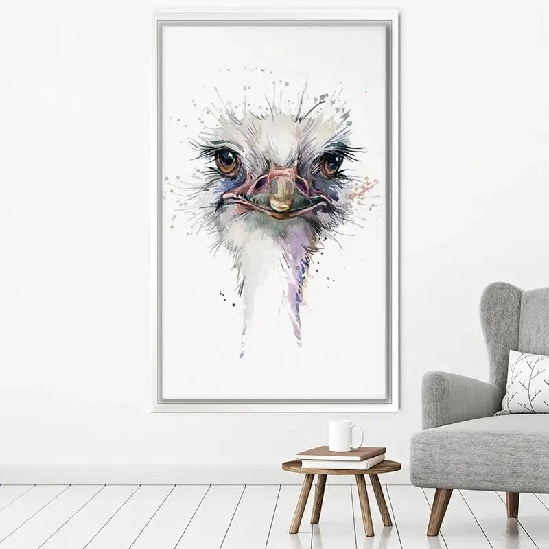 Watercolour Ostrich Canvas Print Watercolour Ostrich Canvas Print wall art product Faenkova Elena / Shutterstock