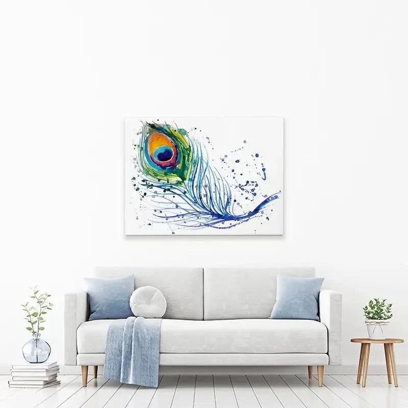 Watercolour Peacock Feather Canvas Print Watercolour Peacock Feather Canvas Print wall art product Barbarris / Shutterstock