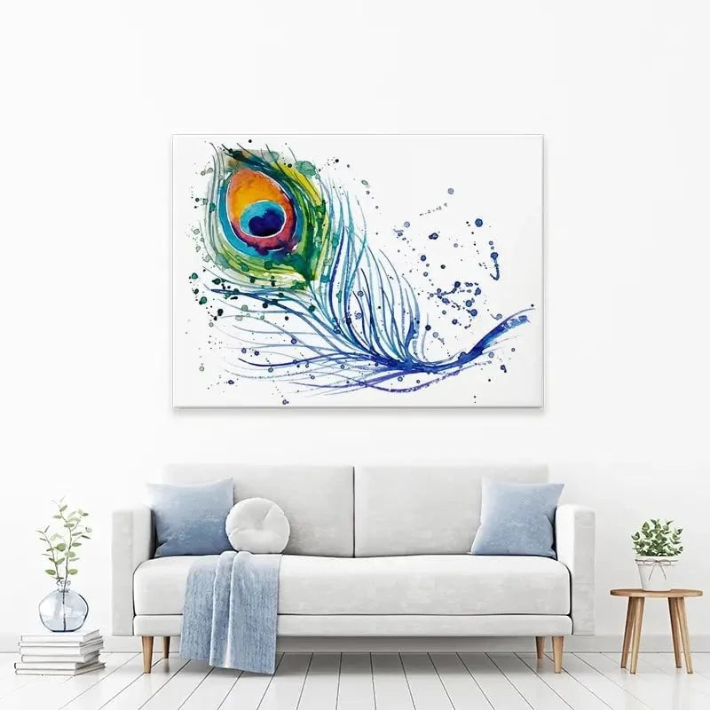 Watercolour Peacock Feather Canvas Print Watercolour Peacock Feather Canvas Print wall art product Barbarris / Shutterstock