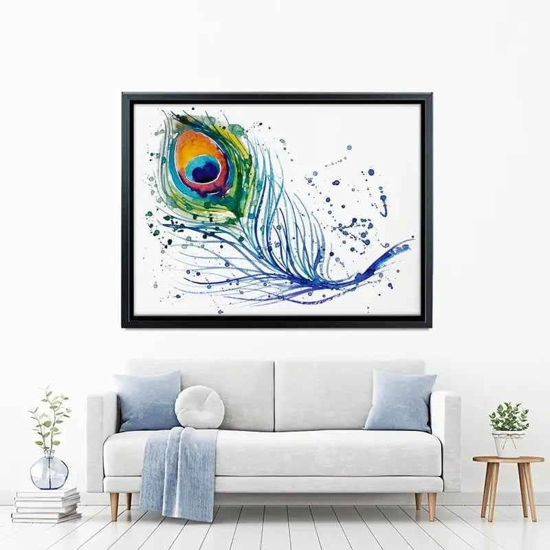 Watercolour Peacock Feather Canvas Print Watercolour Peacock Feather Canvas Print wall art product Barbarris / Shutterstock