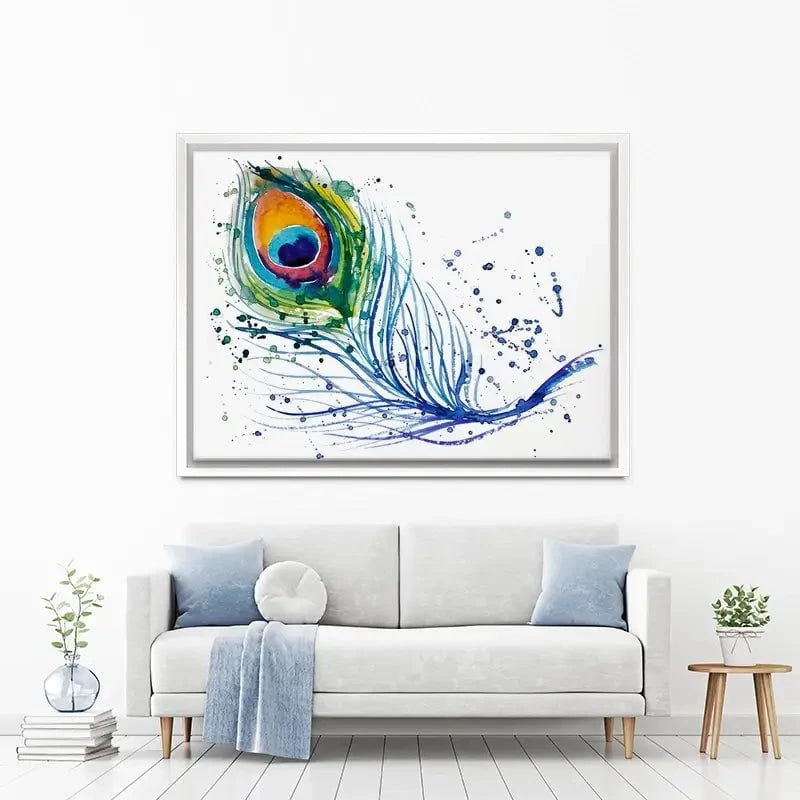 Watercolour Peacock Feather Canvas Print Watercolour Peacock Feather Canvas Print wall art product Barbarris / Shutterstock