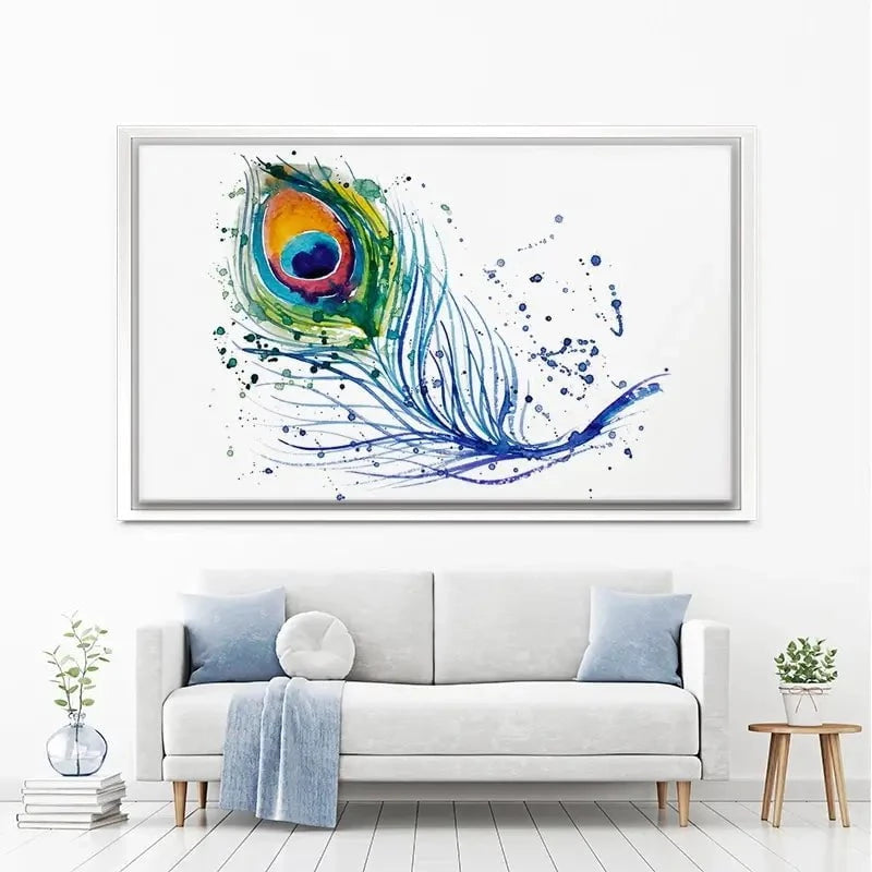 Watercolour Peacock Feather Canvas Print Watercolour Peacock Feather Canvas Print wall art product Barbarris / Shutterstock