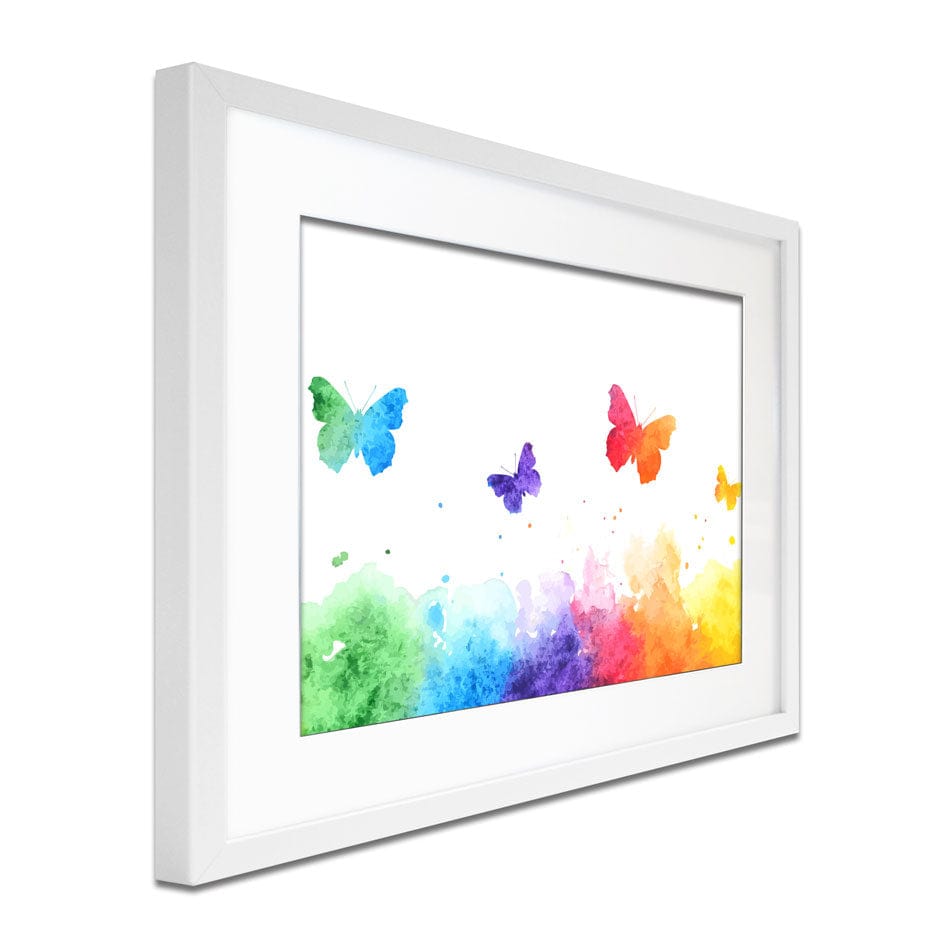 Watercolour Rainbow Butterflies Framed Art Print wall art product Viktoriia_Patapova / Shutterstock