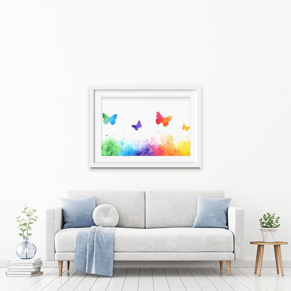 Watercolour Rainbow Butterflies Framed Art Print wall art product Viktoriia_Patapova / Shutterstock
