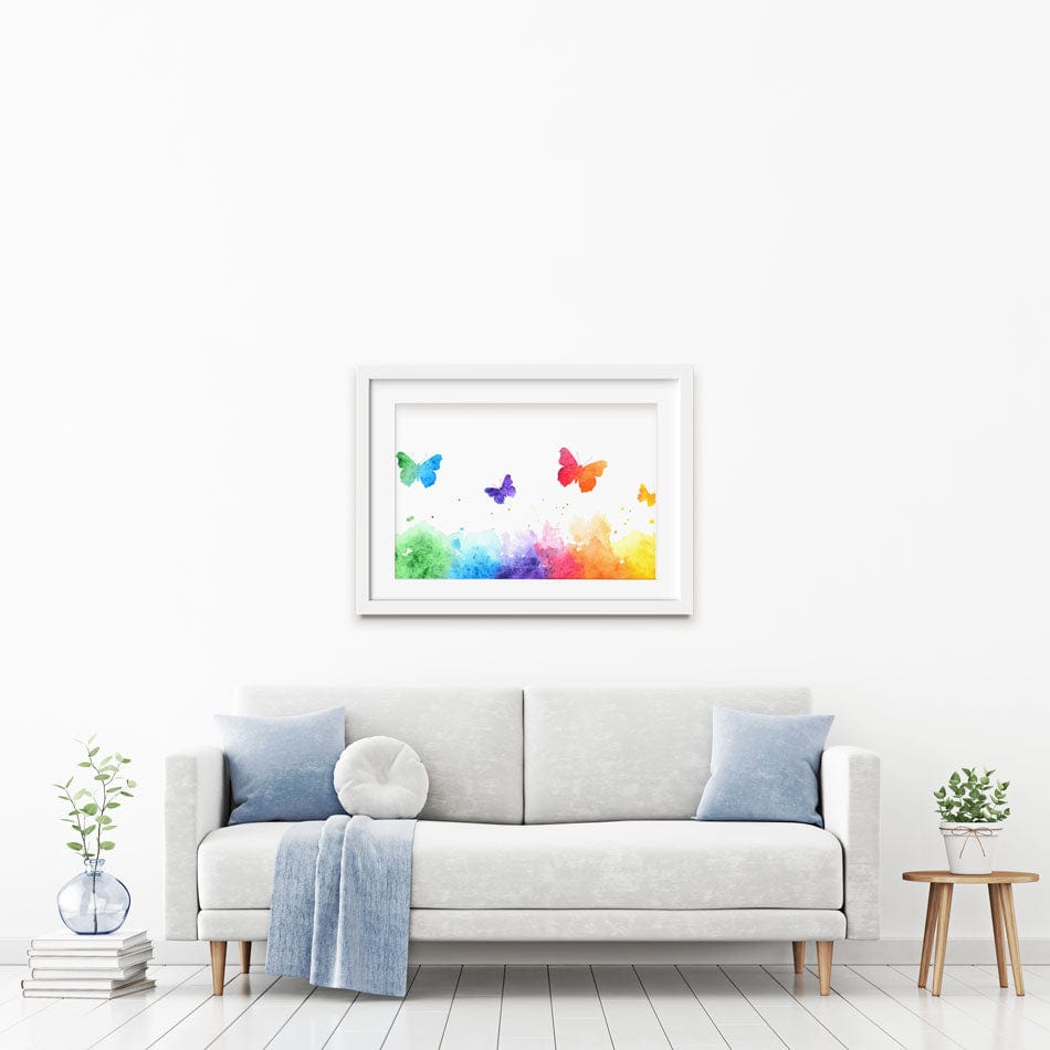 Watercolour Rainbow Butterflies Framed Art Print wall art product Viktoriia_Patapova / Shutterstock