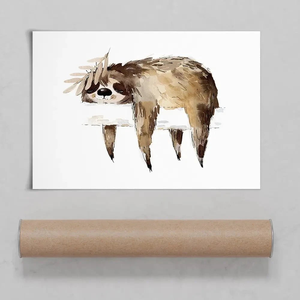 Watercolour Sloth Art Print Watercolour Sloth Art Print wall art product Natallia Bushuyeva / Shutterstock