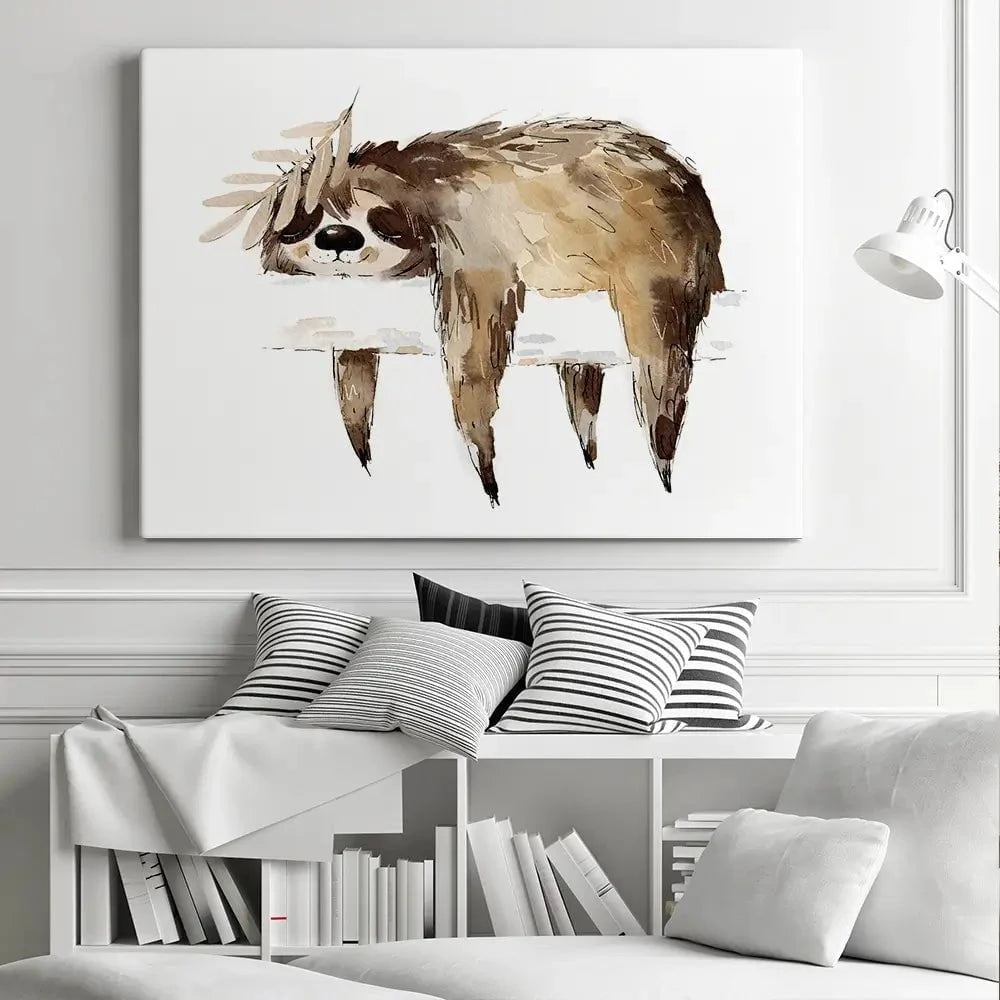Watercolour Sloth Illustration Canvas Print Watercolour Sloth Illustration Canvas Print wall art product Natallia Bushuyeva / Shutterstock