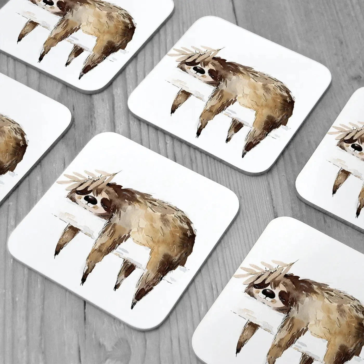 Watercolour Sloth Illustration Coaster Set Watercolour Sloth Illustration Coaster Set wall art product Natallia Bushuyeva / Shutterstock