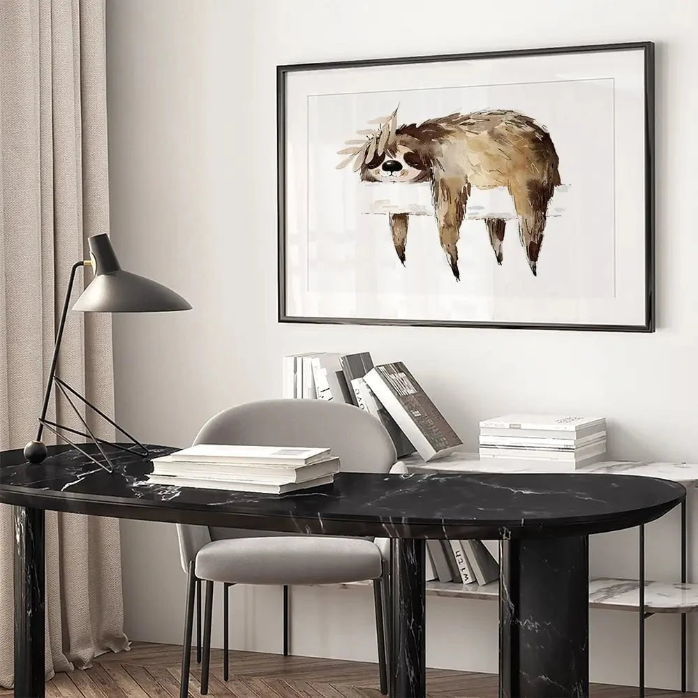 Watercolour Sloth Illustration Framed Art Print Watercolour Sloth Illustration Framed Art Print wall art product Natallia Bushuyeva / Shutterstock