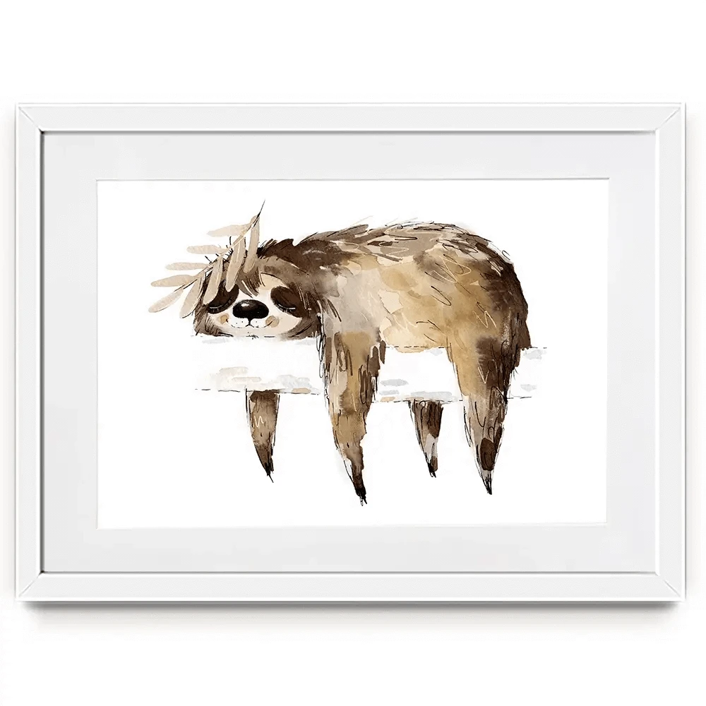 Watercolour Sloth Illustration Framed Art Print Watercolour Sloth Illustration Framed Art Print wall art product Natallia Bushuyeva / Shutterstock