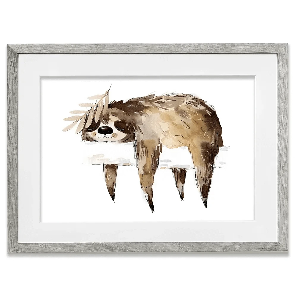 Watercolour Sloth Illustration Framed Art Print Watercolour Sloth Illustration Framed Art Print wall art product Natallia Bushuyeva / Shutterstock