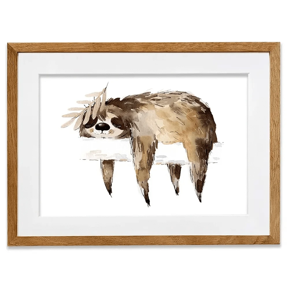 Watercolour Sloth Illustration Framed Art Print Watercolour Sloth Illustration Framed Art Print wall art product Natallia Bushuyeva / Shutterstock