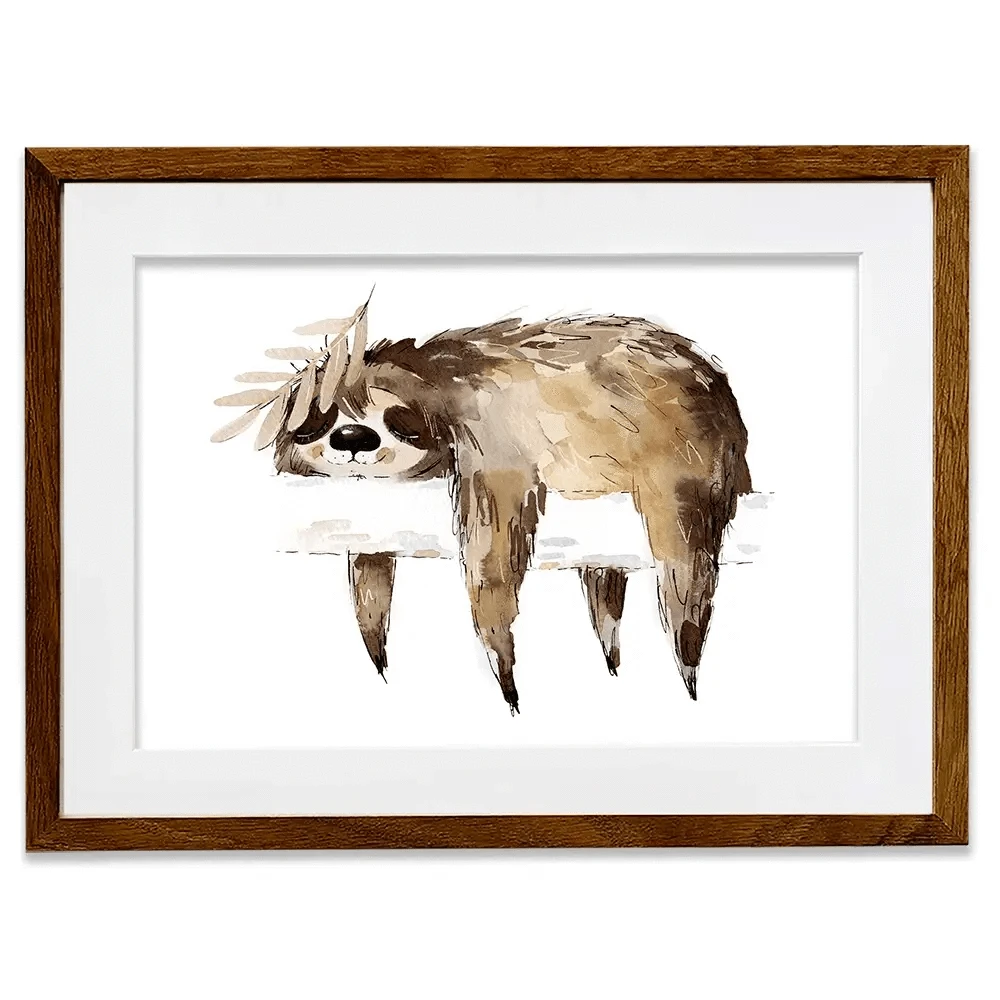 Watercolour Sloth Illustration Framed Art Print Watercolour Sloth Illustration Framed Art Print wall art product Natallia Bushuyeva / Shutterstock