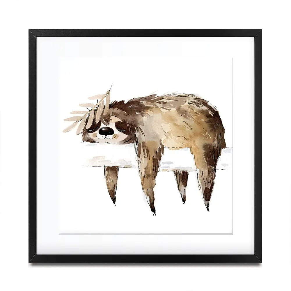 Watercolour Sloth Illustration Square Framed Art Print Watercolour Sloth Illustration Square Framed Art Print wall art product Natallia Bushuyeva / Shutterstock