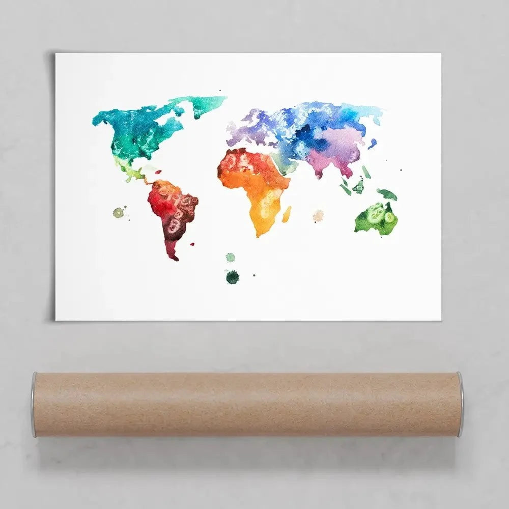 Watercolour World Map Art Print Watercolour World Map Art Print wall art product Undrey / Shutterstock