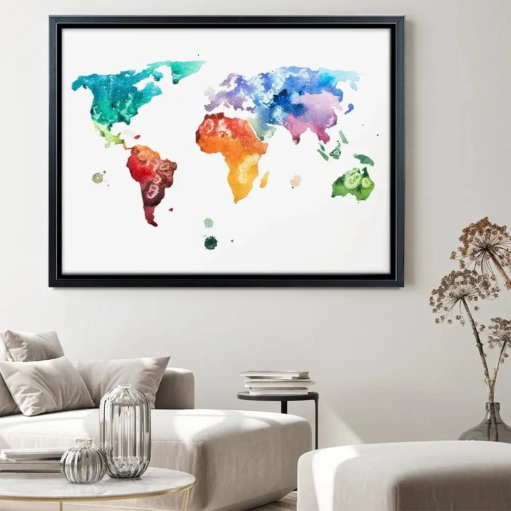 Watercolour World Map Canvas Print Watercolour World Map Canvas Print wall art product Undrey / Shutterstock