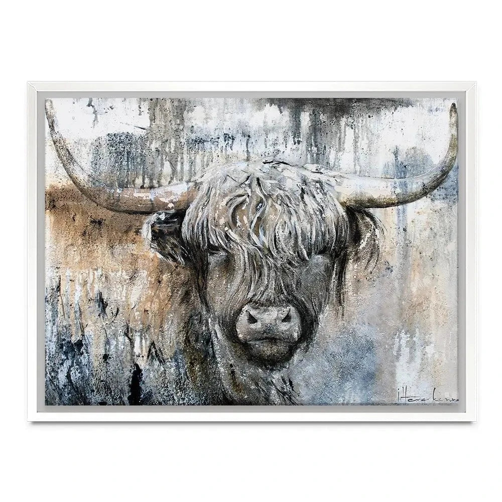 Weathered Highland Cow Canvas Print Weathered Highland Cow Canvas Print | Weathered Highland Cow Artwork wall art product Studio Paint-Ing