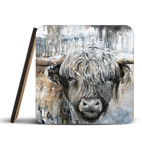 Weathered Highland Cow Coaster Set Rainbow Soul Tree Coaster Set | Rainbow Soul Tree Art Coasters wall art product Studio Paint-Ing