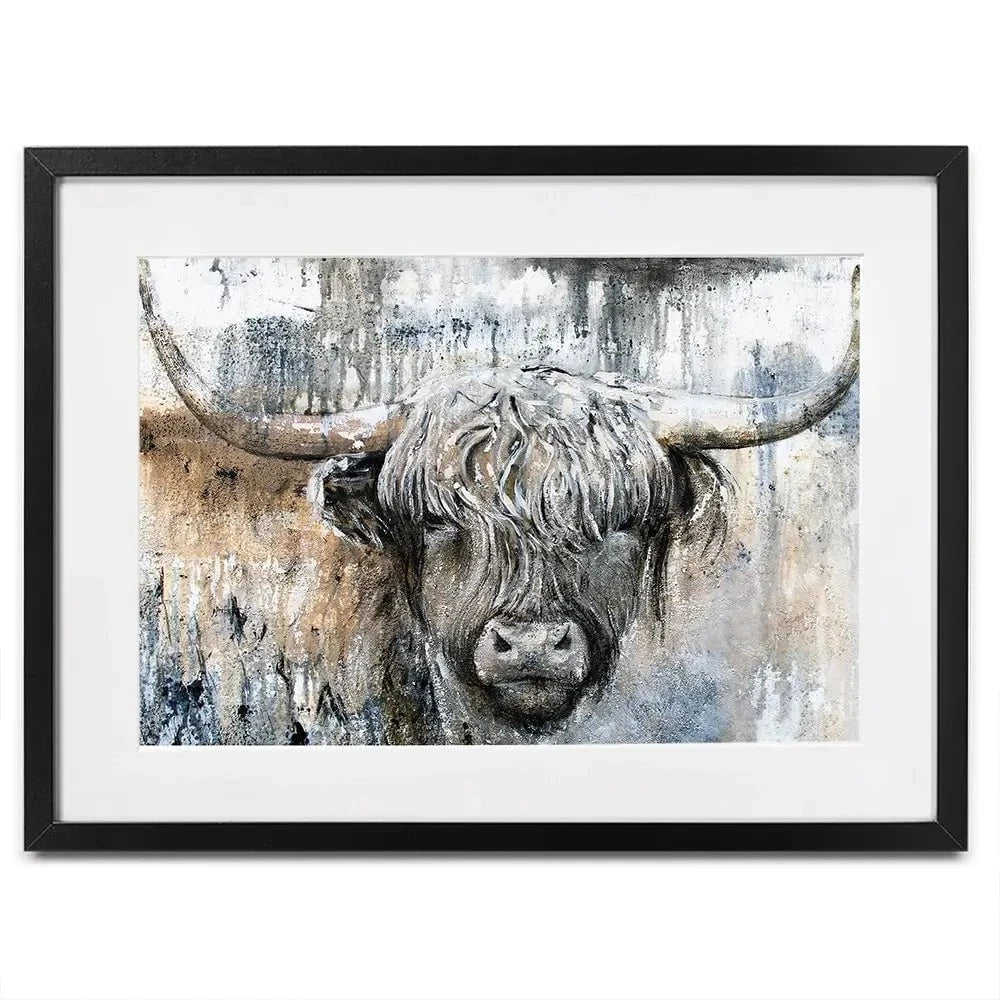 Weathered Highland Cow Framed Art Print Weathered Highland Cow Framed Art Print | Weathered Cow Artwork wall art product Studio Paint-Ing