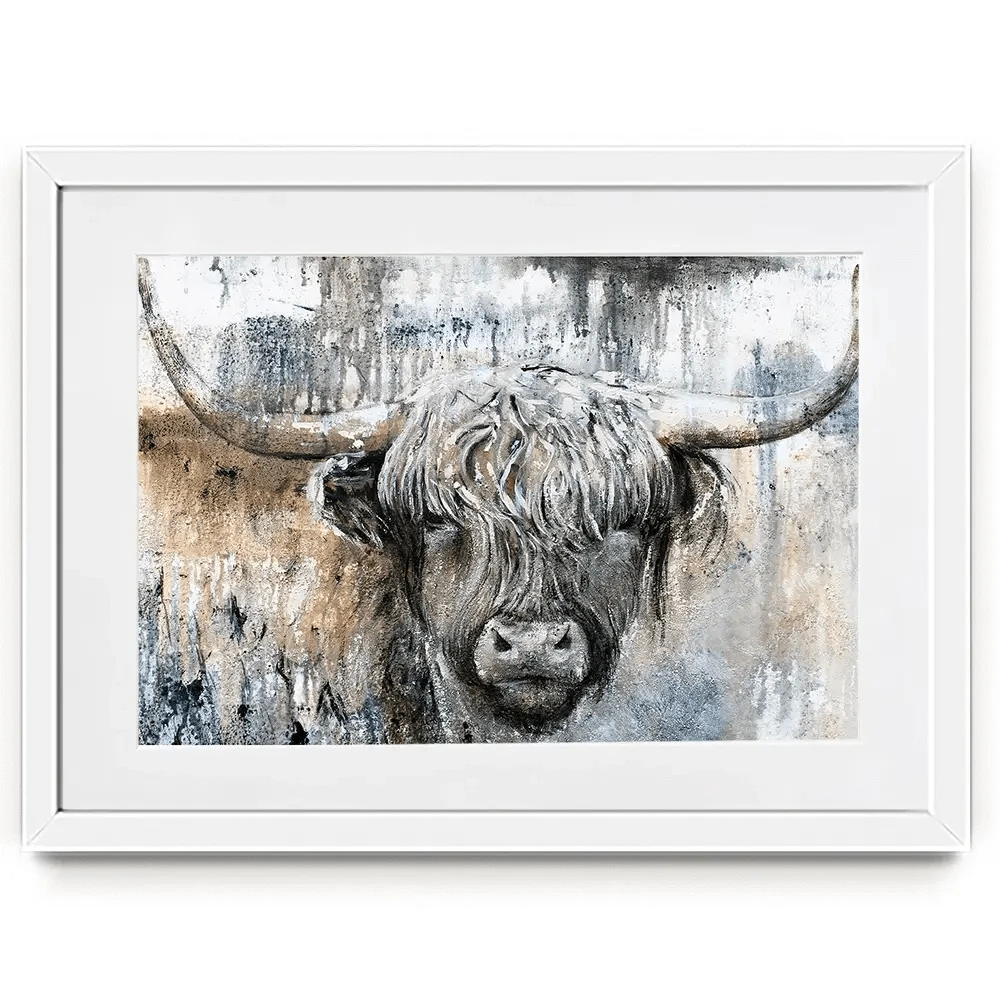 Weathered Highland Cow Framed Art Print Weathered Highland Cow Framed Art Print | Weathered Cow Artwork wall art product Studio Paint-Ing