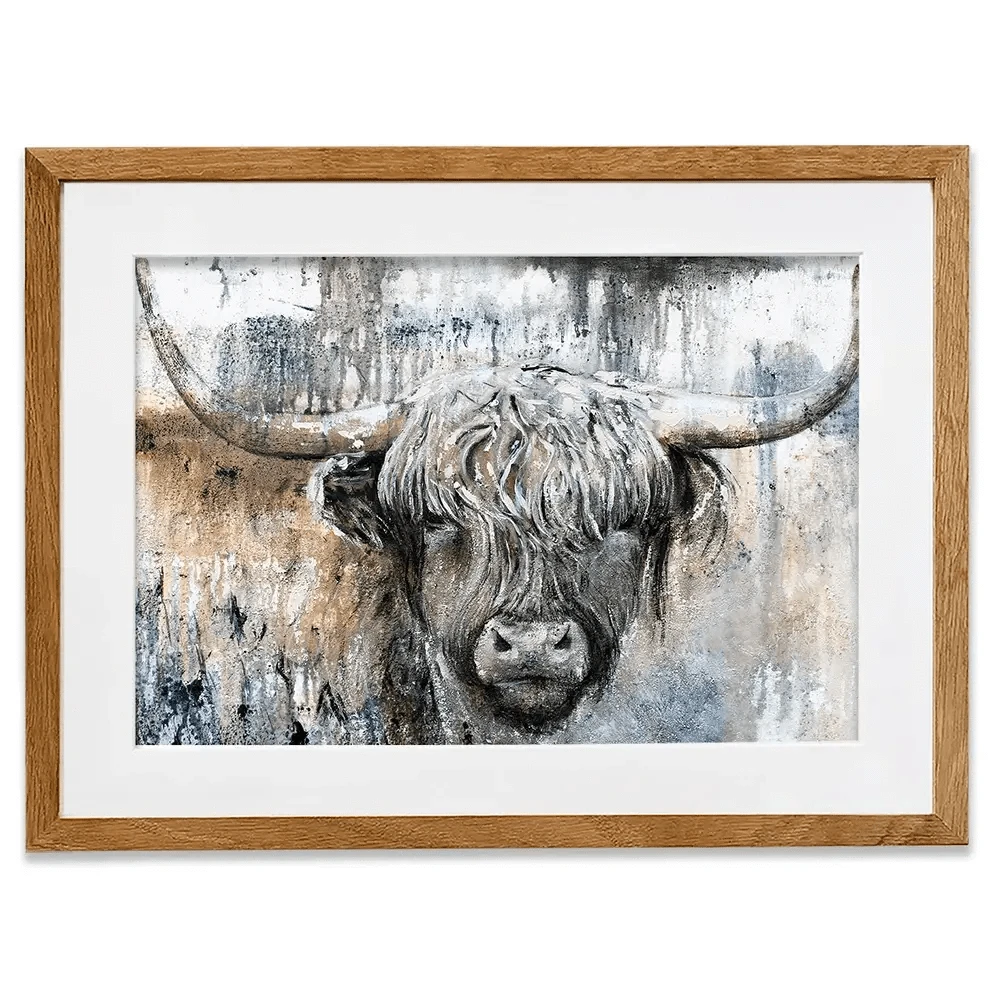 Weathered Highland Cow Framed Art Print Weathered Highland Cow Framed Art Print | Weathered Cow Artwork wall art product Studio Paint-Ing