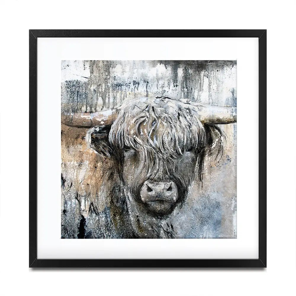 Weathered Highland Cow Square Framed Art Print Weathered Highland Cow Square Framed Art Print wall art product Studio Paint-Ing