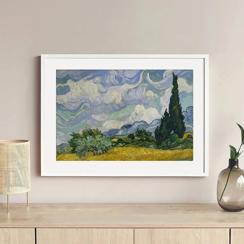 Wheat Field With Cypresses Framed Art Print Wheat Field With Cypresses Framed Art Print wall art product Vincent Van Gogh