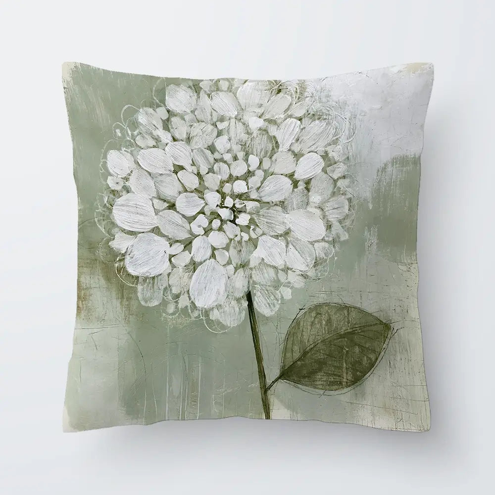 White Dahlia On Sage Cushion White Dahlia On Sage Cushion wall art product Chromatic Storm Studio