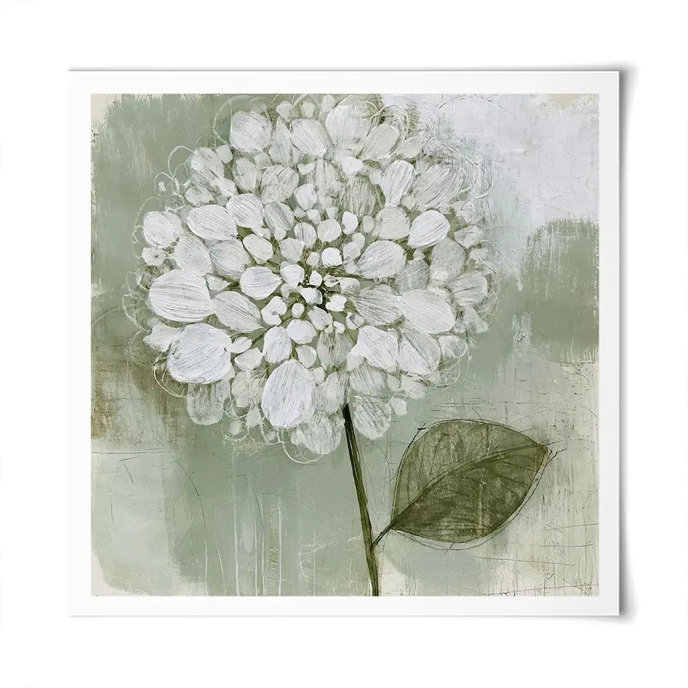 White Dahlia On Sage Square Art Print White Dahlia On Sage Square Art Print wall art product Chromatic Storm Studio