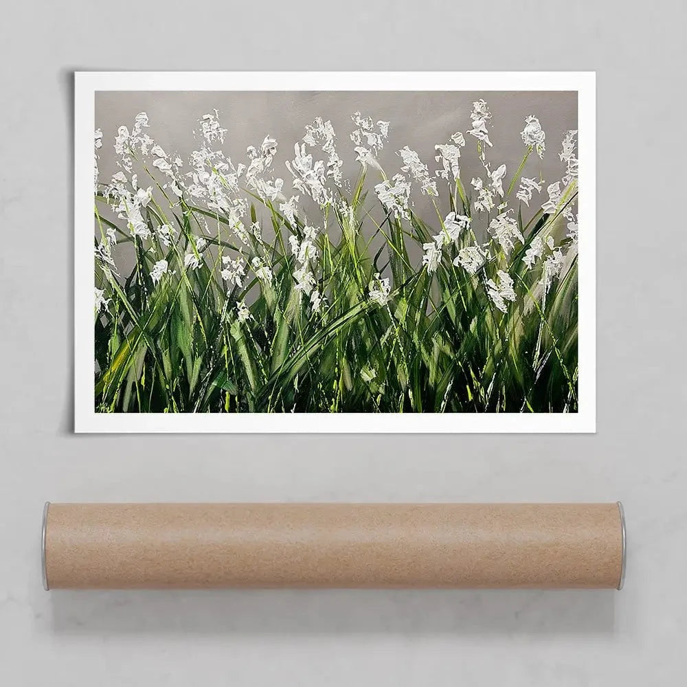 White Flowers Green Stems Art Print White Flowers Green Stems Art Print wall art product Osnat Tzadok