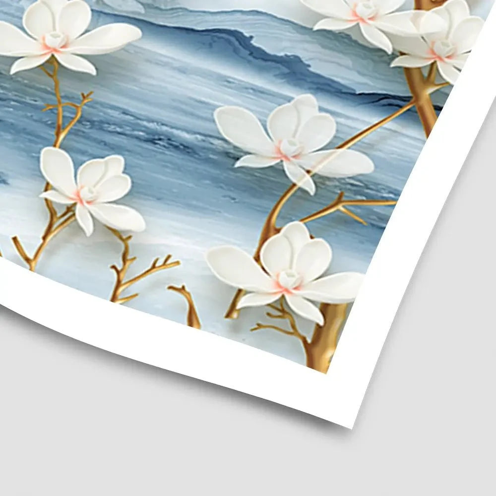 White Flowers Soft Blue Art Print White Flowers Soft Blue Art Print wall art product Tim Kats / Shutterstock