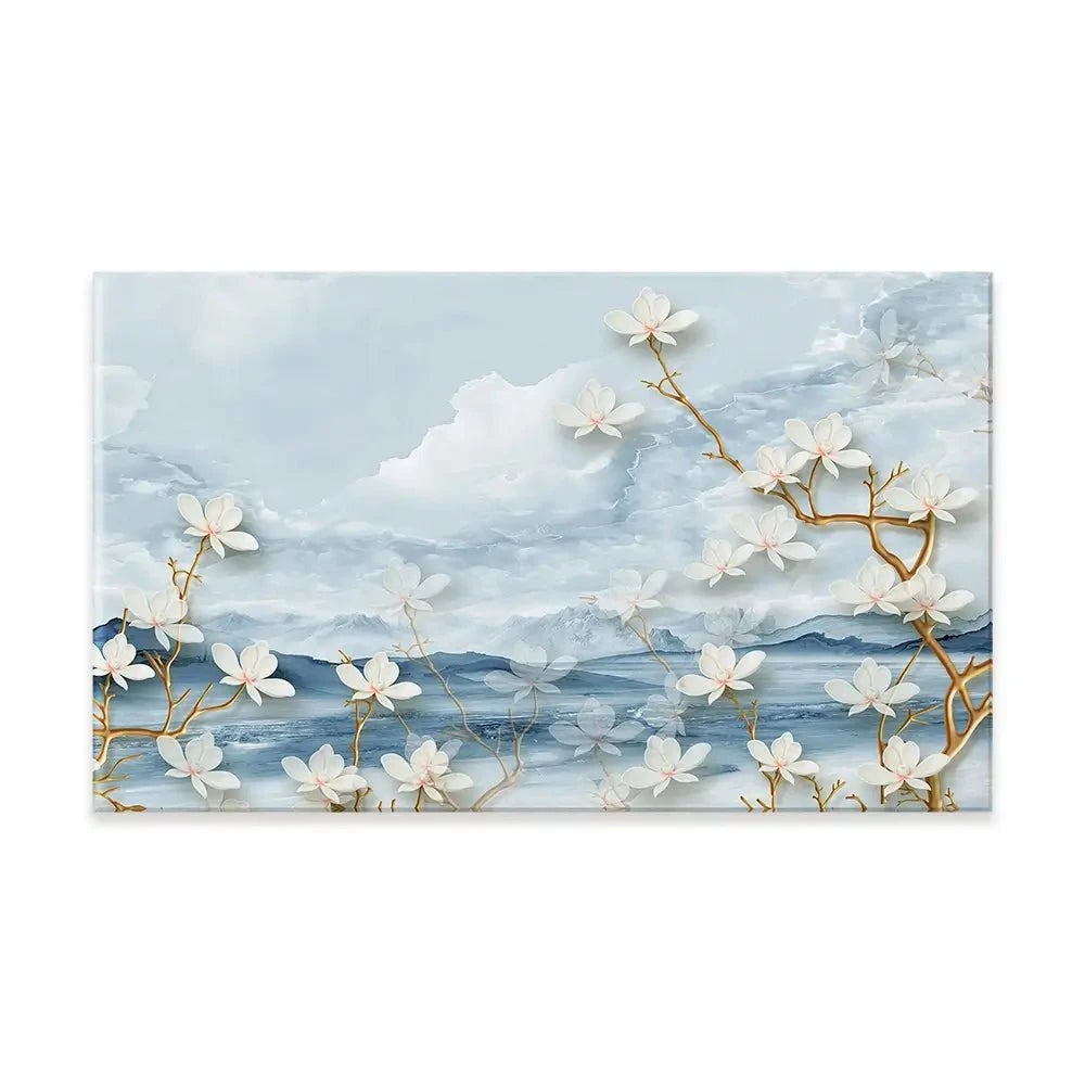 White Flowers Soft Blue Canvas Print White Flowers Soft Blue Canvas Print wall art product Tim Kats / Shutterstock