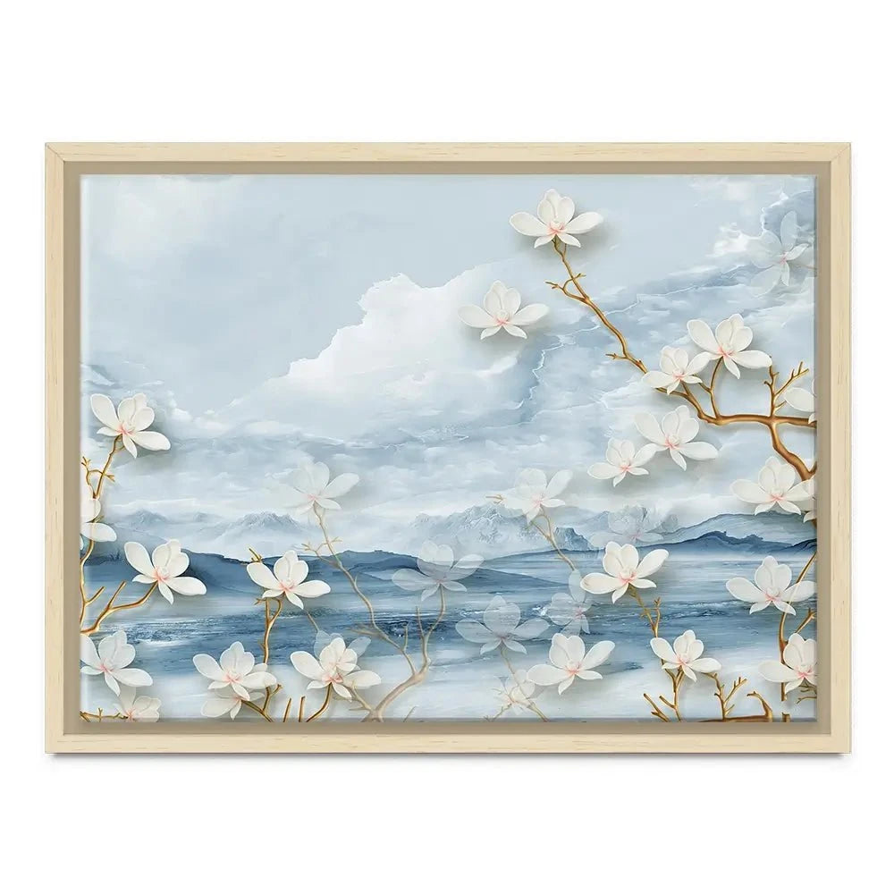White Flowers Soft Blue Canvas Print White Flowers Soft Blue Canvas Print wall art product Tim Kats / Shutterstock
