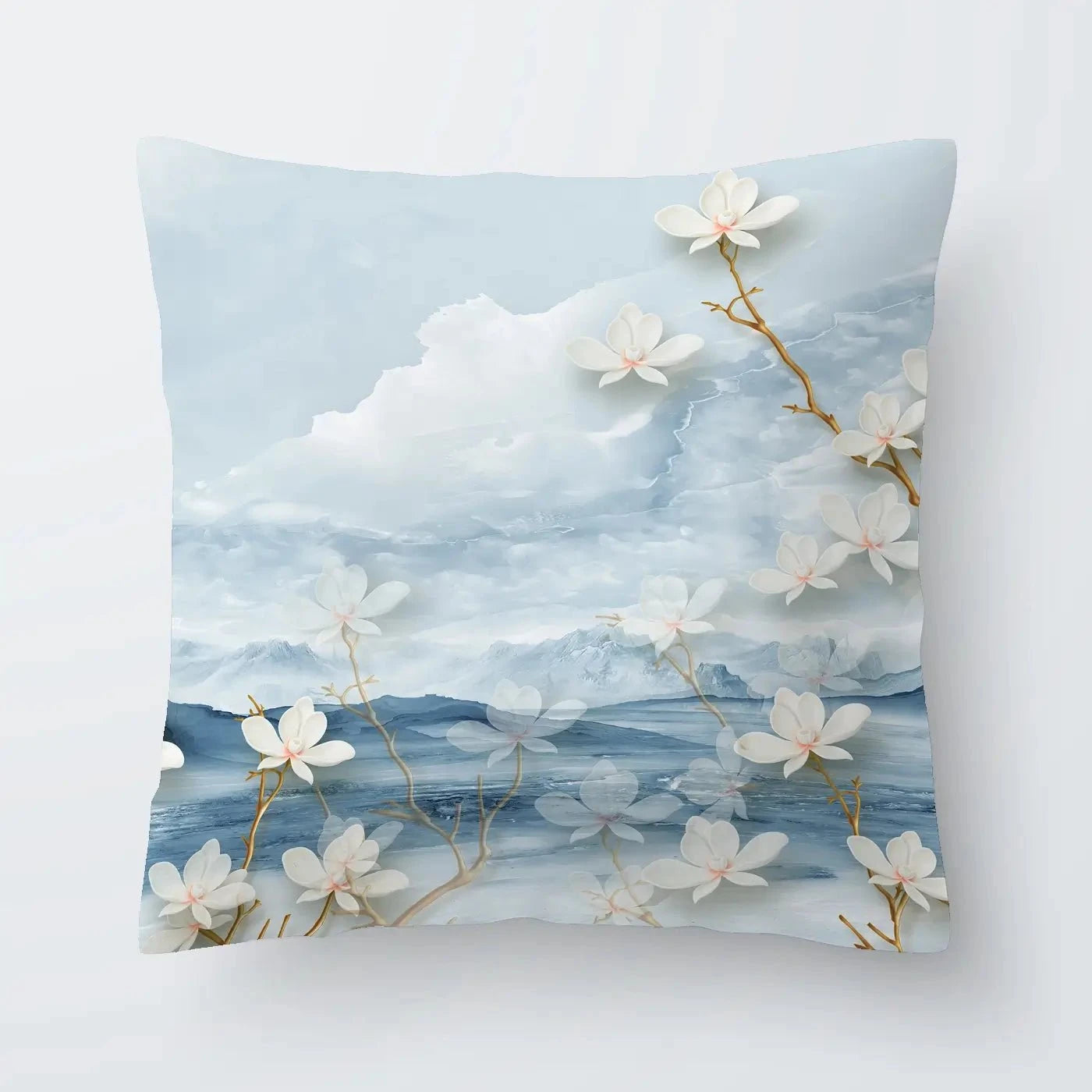 White Flowers Soft Blue Cushion White Flowers Soft Blue Cushion wall art product Tim Kats / Shutterstock