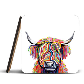 White Highland Cow Coaster Set White Highland Cow Coaster Set | White Highland Cow Designer Coasters wall art product Independent