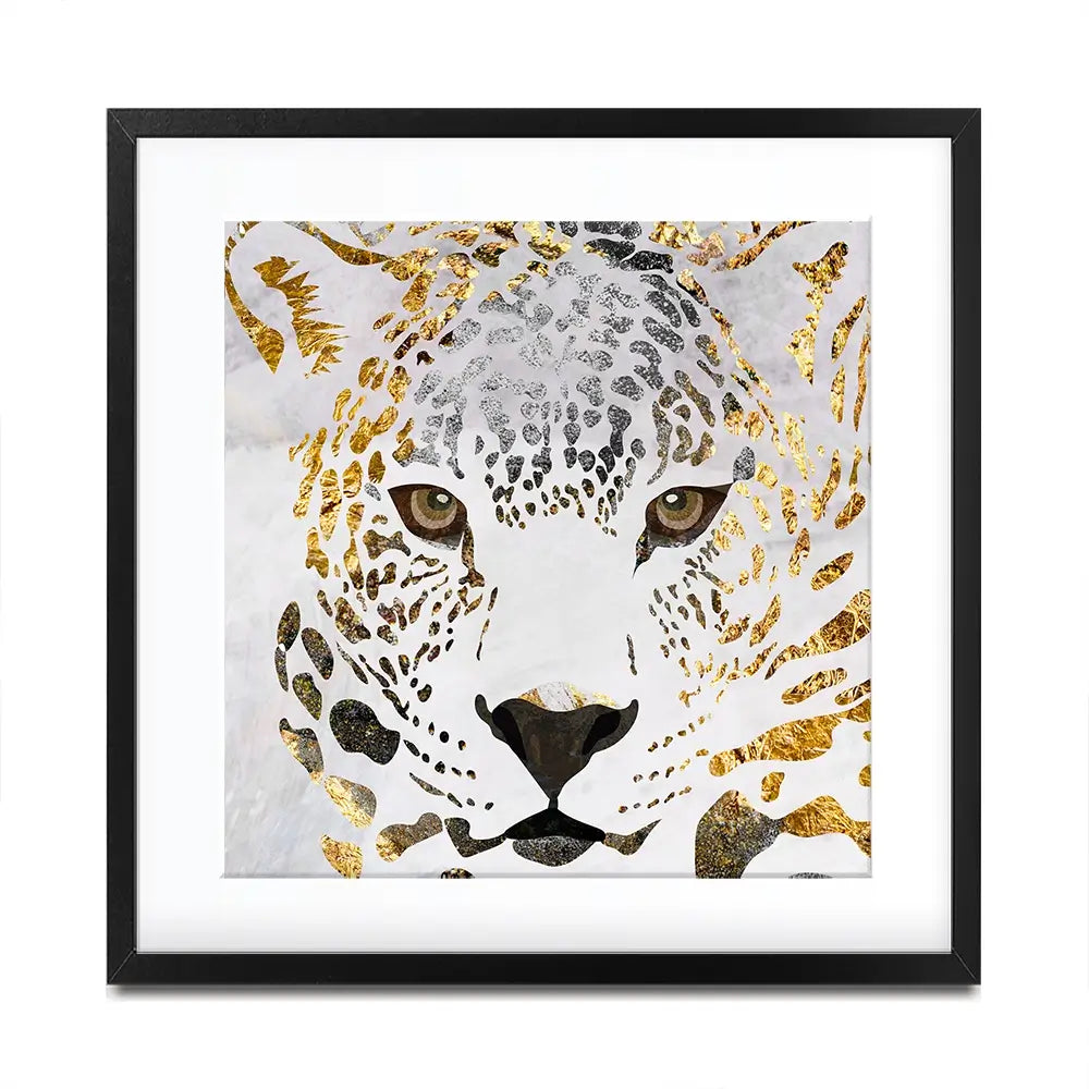 White Jaguar Square Framed Art Print White Jaguar Square Framed Art Print wall art product Art Print Shop