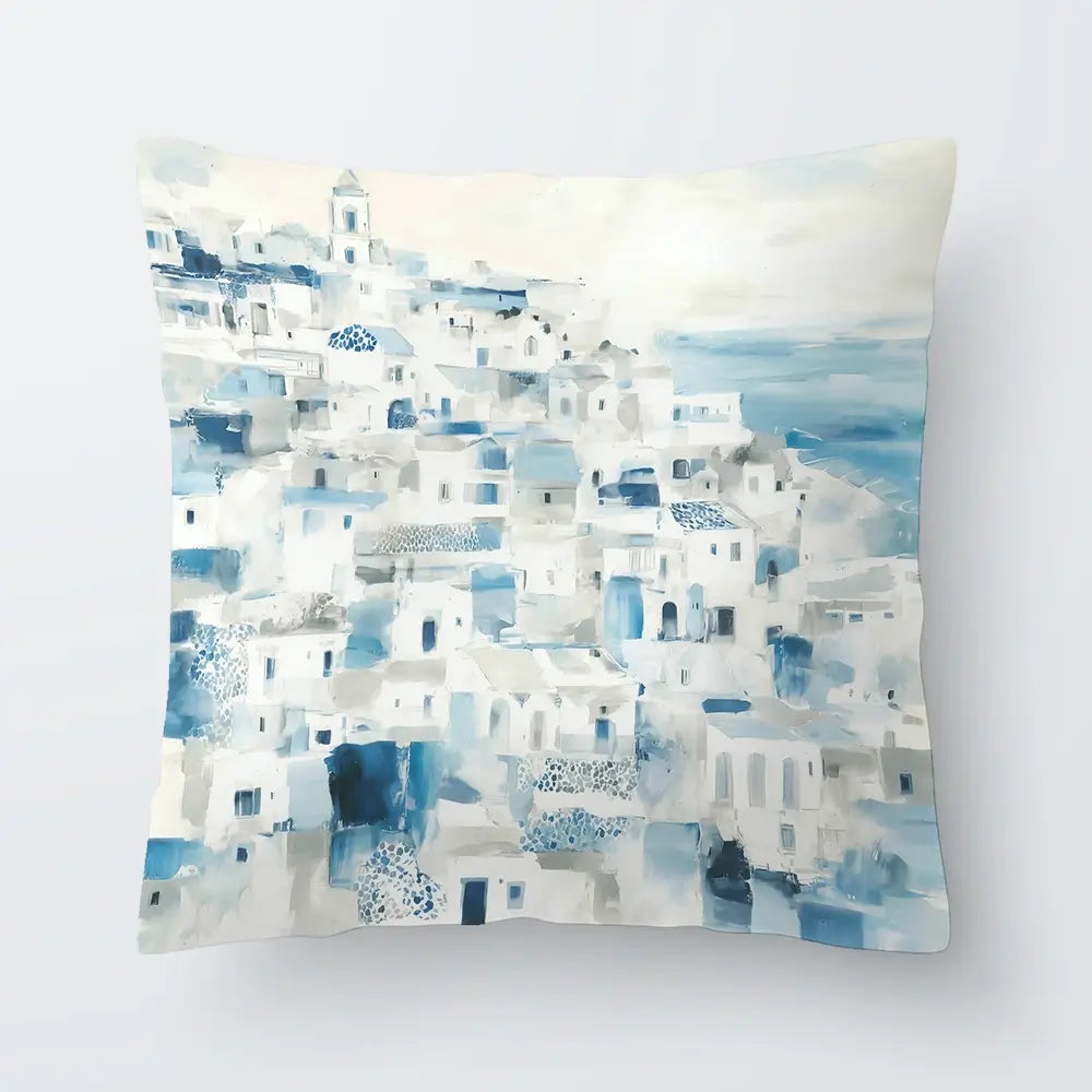 Whitewashed Coastal Village Cushion Whitewashed Coastal Village Cushion wall art product Chromatic Storm Studio