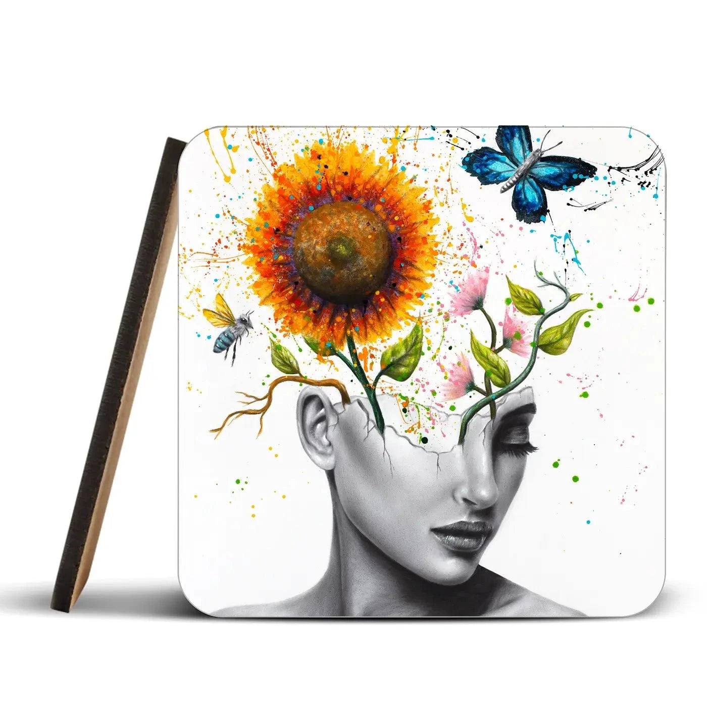 Wild Garden Girl Coaster Set Rainbow Soul Tree Coaster Set | Rainbow Soul Tree Art Coasters wall art product Ashvin Harrison