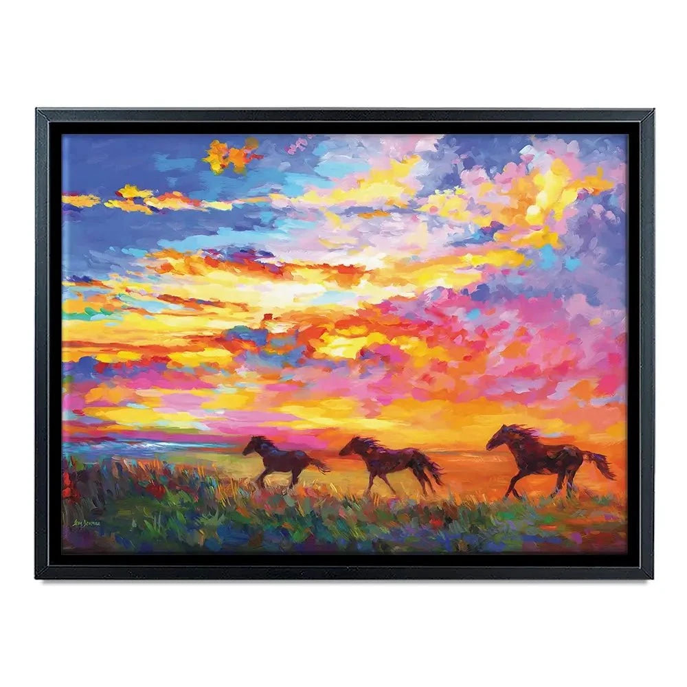 Wild Horses Running At Sunset Canvas Print Wild Horses Running At Sunset Canvas Print wall art product Leon Devenice