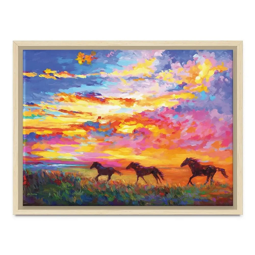 Wild Horses Running At Sunset Canvas Print Wild Horses Running At Sunset Canvas Print wall art product Leon Devenice