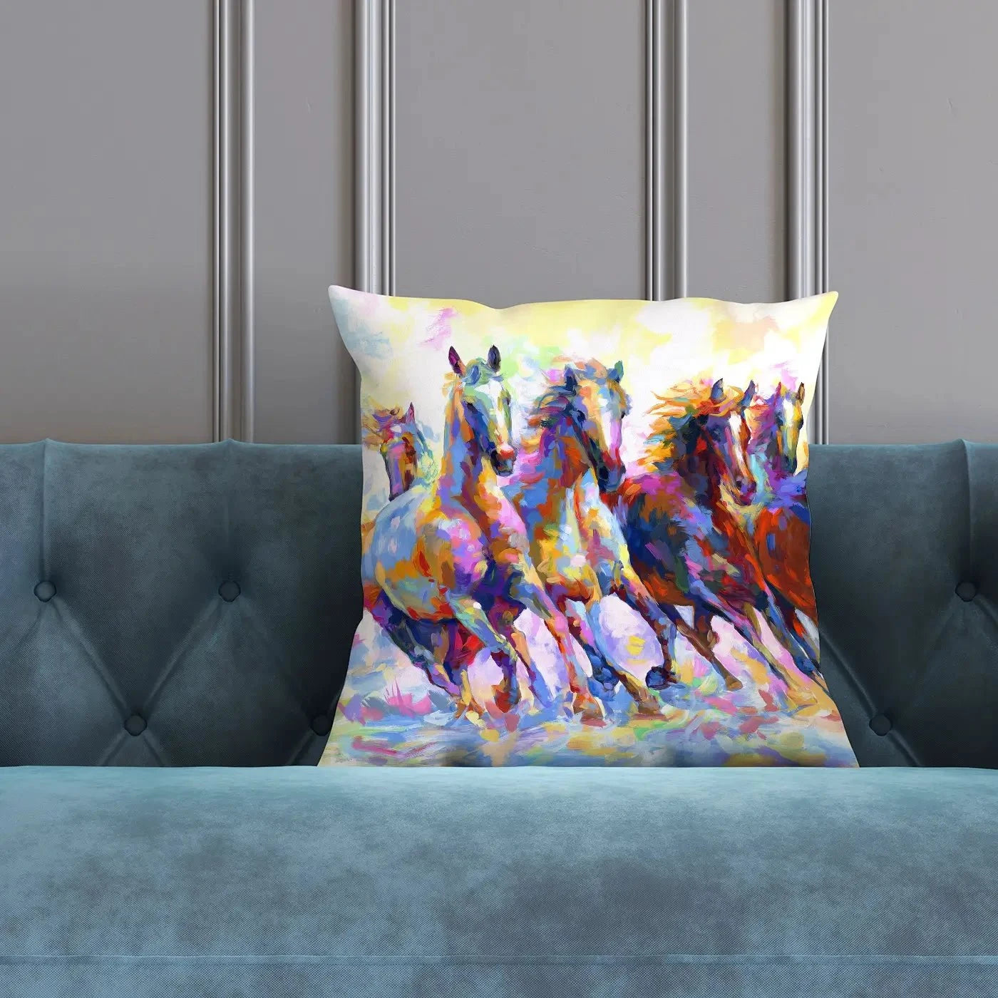 Wild Horses Running Cushion Wild Horses Running Cushion wall art product Leon Devenice