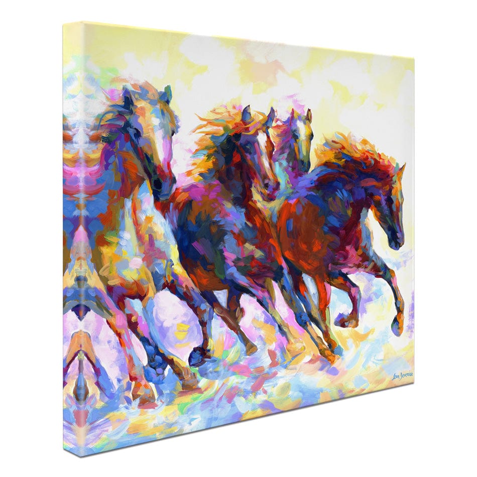 Wild Horses Running Square Canvas Print wall art product Leon Devenice