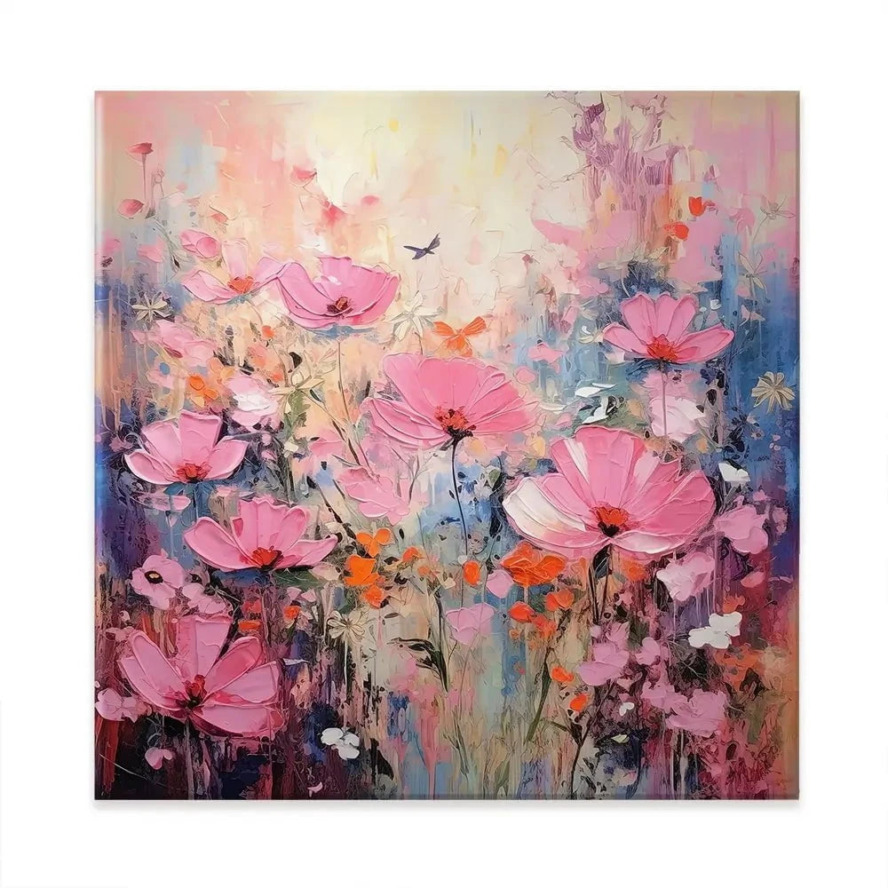 Wild Pink Meadow Square Canvas Print Wild Pink Meadow Square Canvas Print wall art product David Alexander Elder
