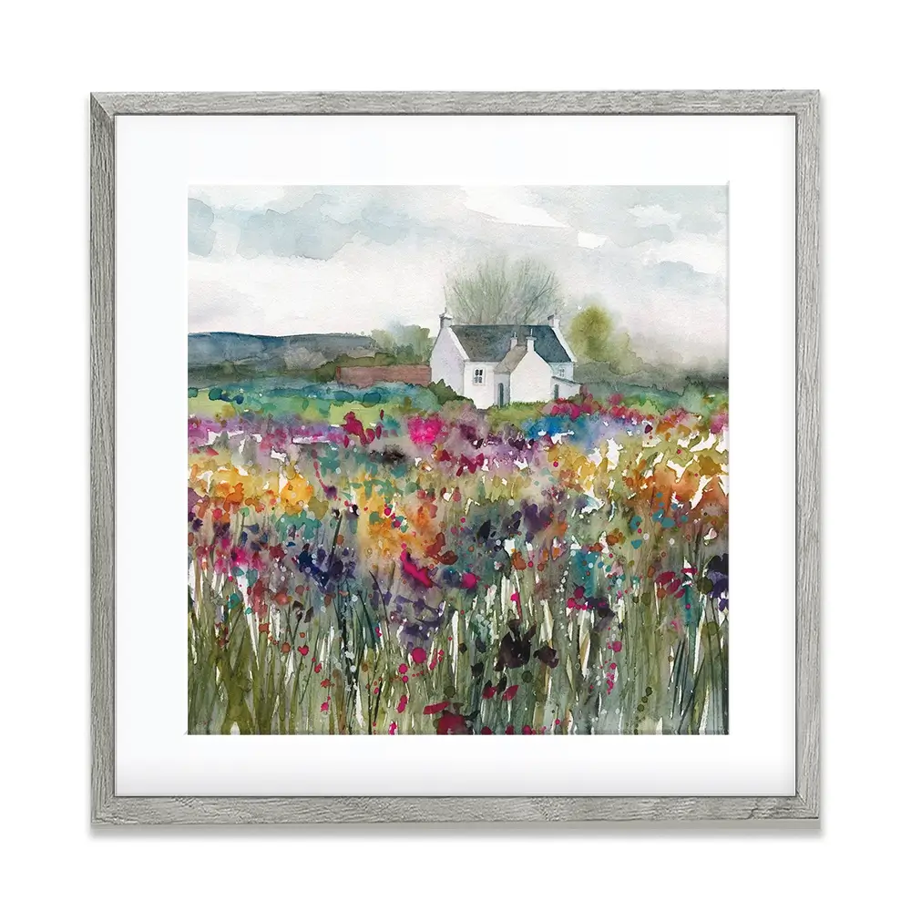 Wildflower Cottage Square Framed Art Print Wildflower Cottage Square Framed Art Print wall art product Carol Robinson