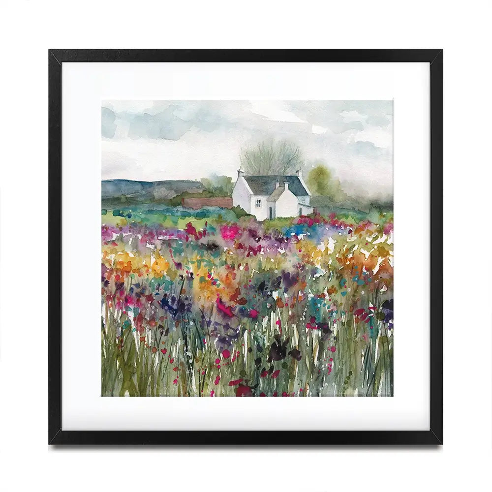 Wildflower Cottage Square Framed Art Print Wildflower Cottage Square Framed Art Print wall art product Carol Robinson