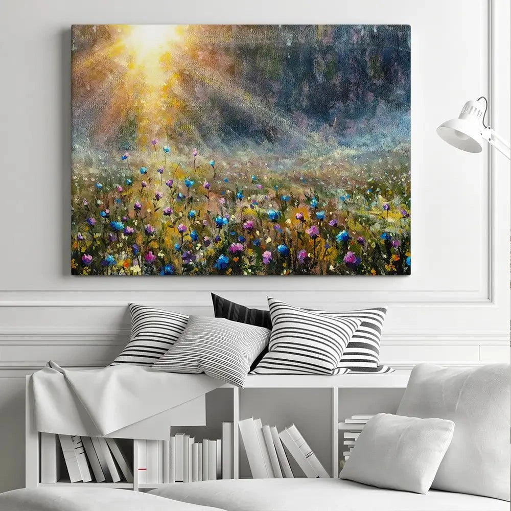 Wildflower Field At Sunrise Canvas Print Wildflower Field At Sunrise Canvas Print wall art product Valery Rybakow / Shutterstock