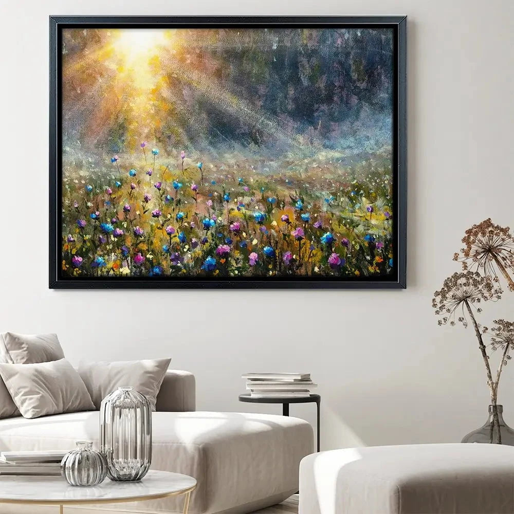 Wildflower Field At Sunrise Canvas Print Wildflower Field At Sunrise Canvas Print wall art product Valery Rybakow / Shutterstock