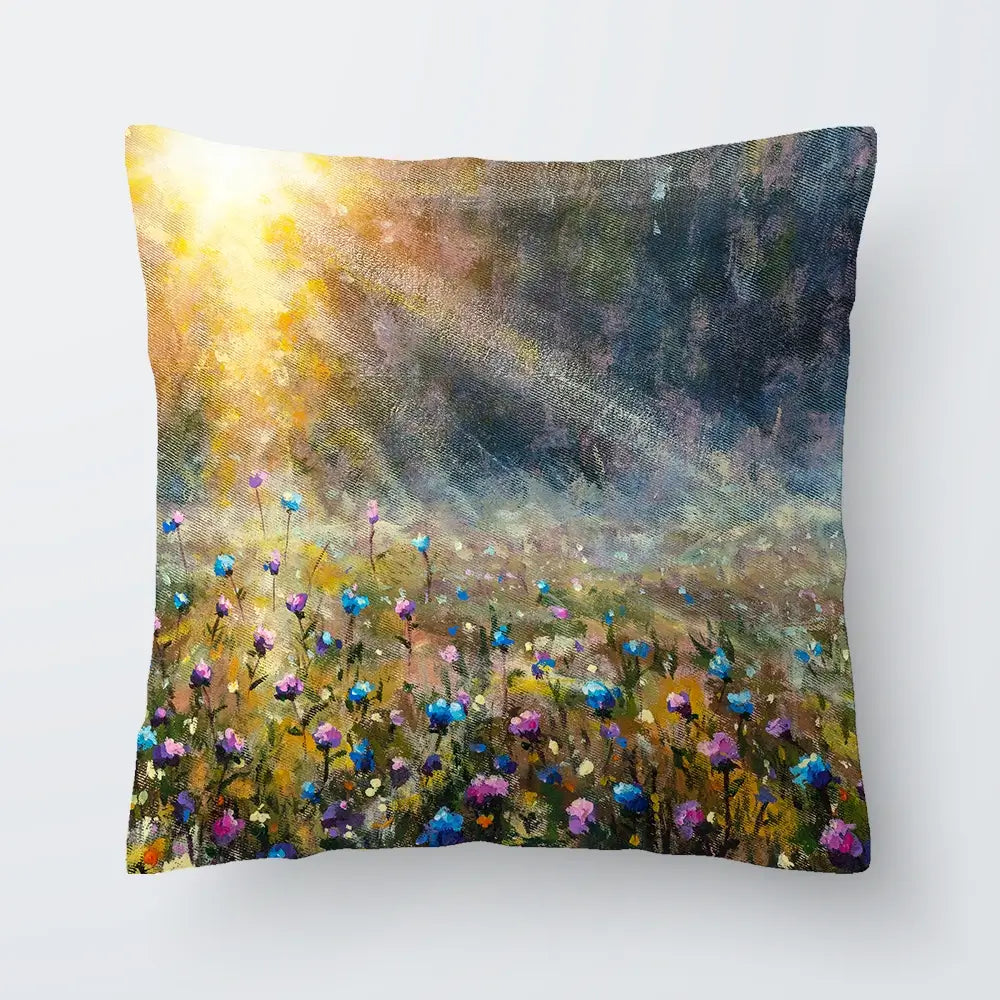 Wildflower Field At Sunrise Cushion Wildflower Field At Sunrise Cushion wall art product Valery Rybakow / Shutterstock