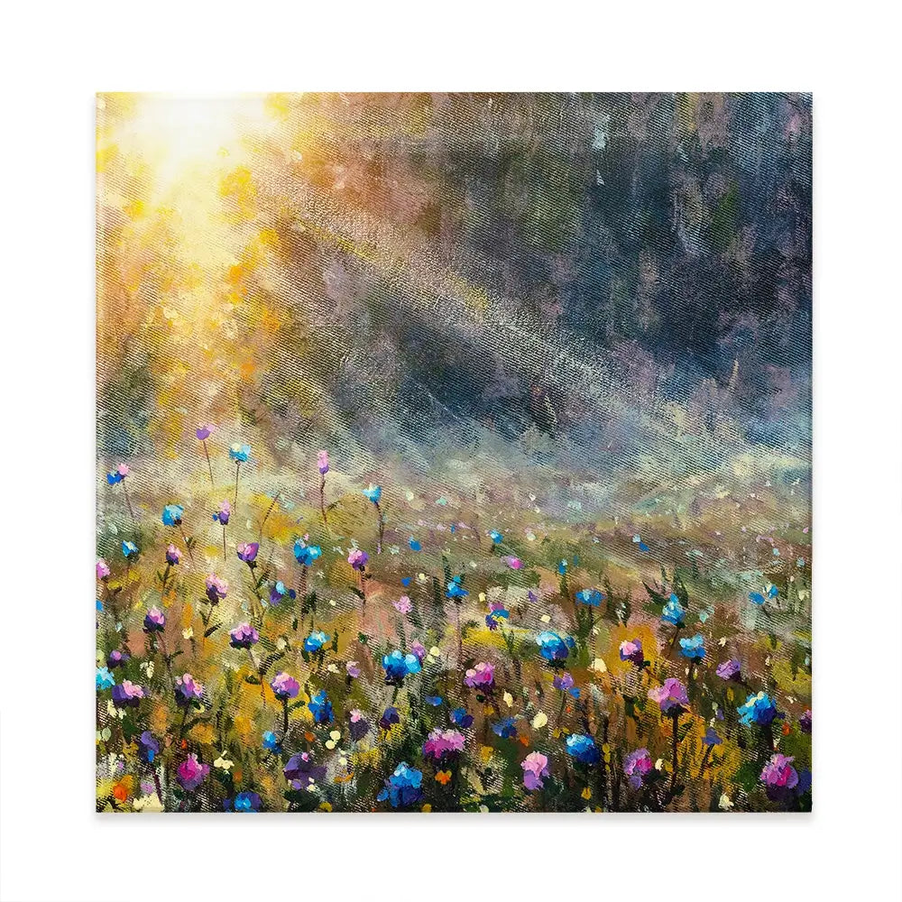 Wildflower Field At Sunrise Square Canvas Print Wildflower Field At Sunrise Square Canvas Print wall art product Valery Rybakow / Shutterstock